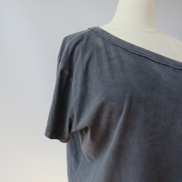 Free People We the Free Aubrey One Shoulder Graphite Gray T-Shirt - Picture 2 of 15